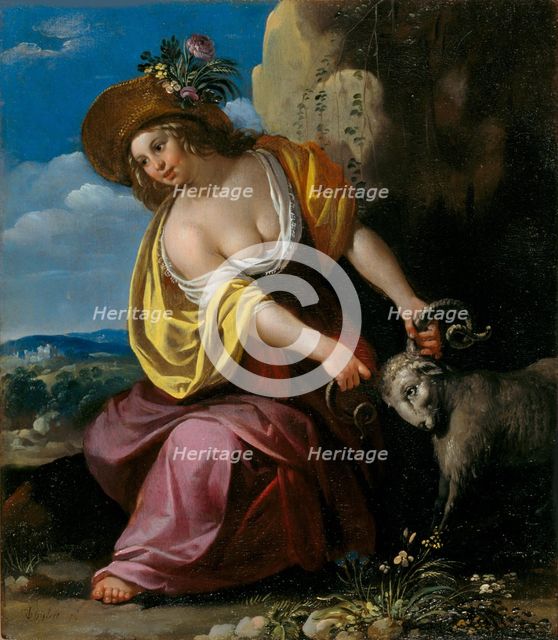 Young woman holding a ram, First Half of 17th cen. Creator: Bijlert (Bylert), Jan, van (1598-1671).