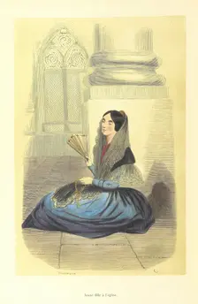 Young woman in church, 1848. Creator: Adolphe François Pannemaker