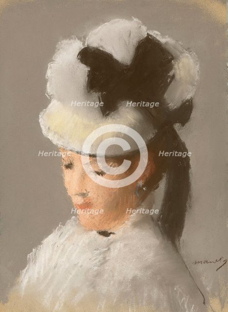 Young woman in a white hat, 1882. Creator: Manet, Édouard (1832-1883).