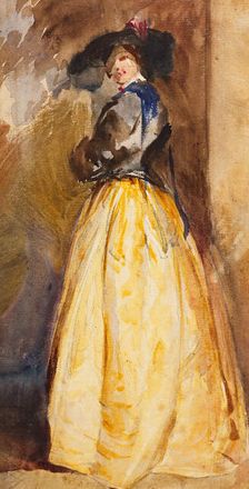 Young Woman in a Yellow Skirt and Black Hat, c1820s. Creator: David Cox the Elder