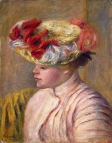 Young Woman in a Flowered Hat 1892. Artist: Pierre-Auguste Renoir