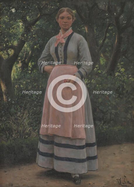 Young woman in a garden, 1865-1925. Creator: Hans Michael Therkildsen.