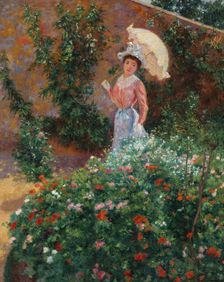 Young woman in a garden, c. 1890