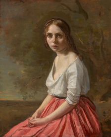 Young Woman In A Pink Skirt, c1845-50. Creator: Jean-Baptiste-Camille Corot