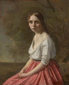 Young Woman In A Pink Skirt, c1845-50. Creator: Jean-Baptiste-Camille Corot