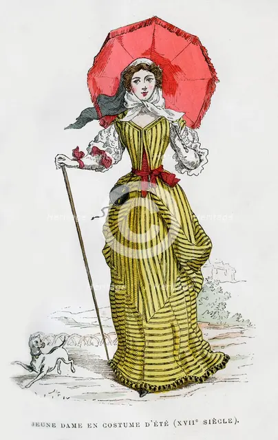 Young woman in summer fashion, 17th century (1882-1884). Artist: Unknown