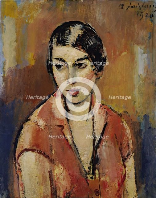 Young woman in pink dress, 1926. Creator: Anton Faistauer.