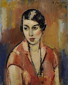 Young woman in pink dress, 1926. Creator: Anton Faistauer