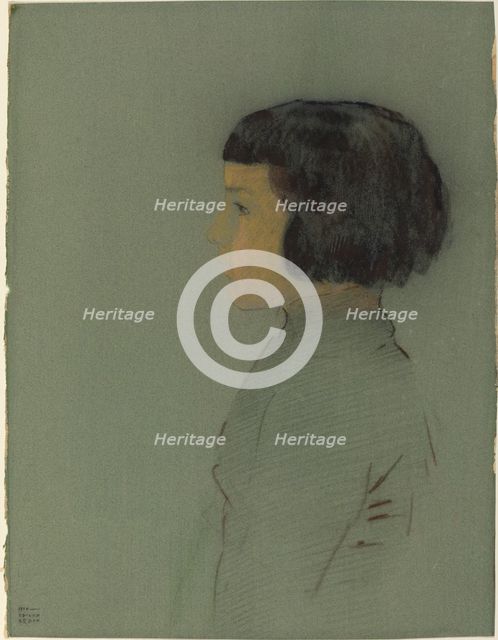 Young Woman in Profile, 1910. Creator: Odilon Redon.