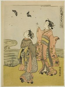 Young Woman in the Glow of Sunset (Musume no sekisho), from the series "Eight..., c. 1770/72. Creator: Isoda Koryusai