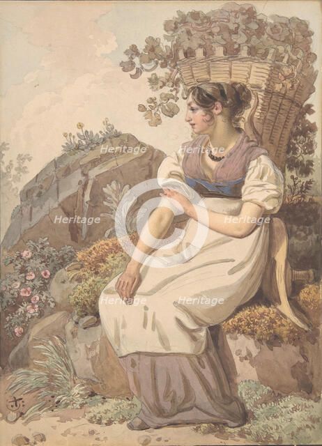 Young Woman in the Vaudois after the Grape Harvest, 1821. Creator: Wolfgang Adam Töpffer.