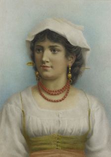 Young woman in traditional costumes, 1825-1874. Creator: Anon