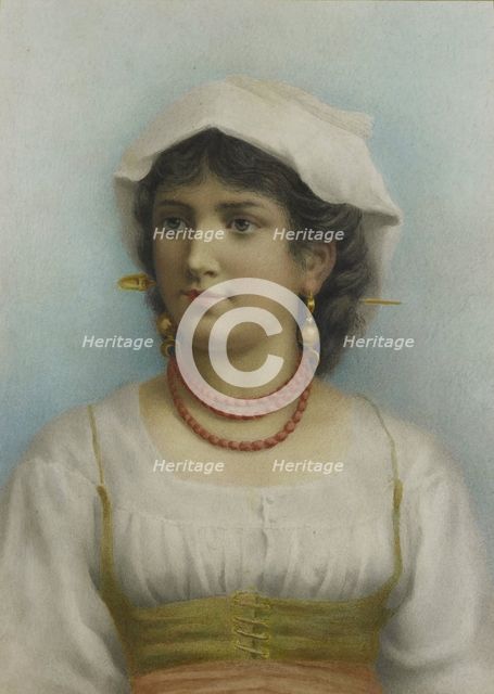 Young woman in traditional costumes, 1825-1874. Creator: Anon.