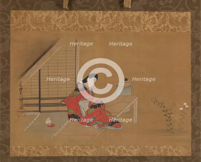 Young Woman on a Veranda, second half of the 17th century. Creator: Furuyama Moroshige.