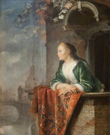 Young woman on a balcony, ca 1665