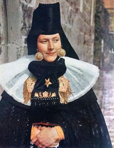 Young woman of Lindhorst in local costume for a fete, Germany, 1942