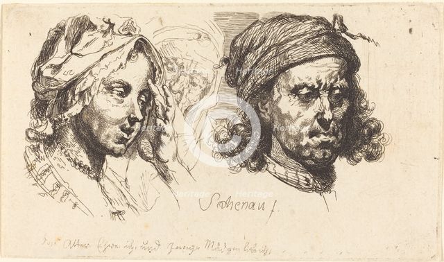Young Woman, Old Woman, and Man with Long Hair, 1765. Creator: Johann Eleazar Schenau.