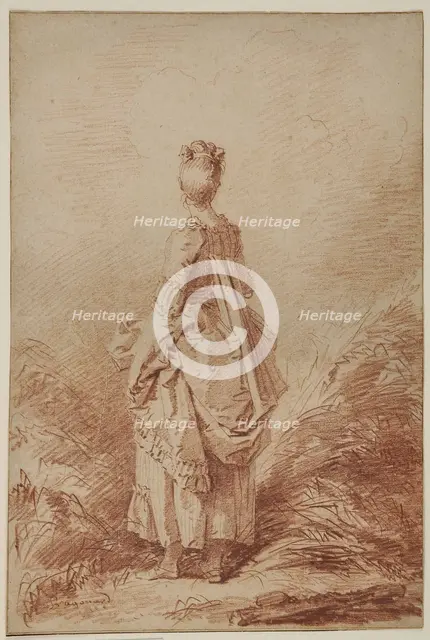 Young Woman Looking Back. Artist: Fragonard, Jean Honoré (1732-1806)