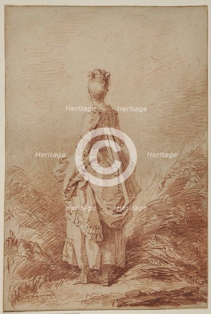Young Woman Looking Back. Artist: Fragonard, Jean Honoré (1732-1806)