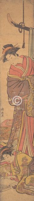Young Woman Looking over Shoulder of Another who is Writing a Letter. Creator: Torii Kiyonaga.