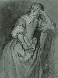 Young woman leans on a chair. Creator: Gaspar Netscher