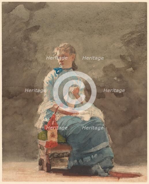 Young Woman Sewing, 1876. Creator: Winslow Homer.