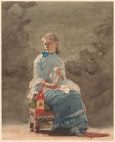 Young Woman Sewing, 1876. Creator: Winslow Homer