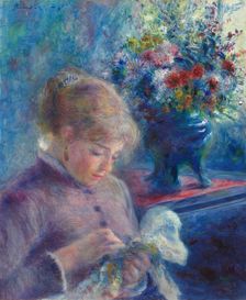 Young Woman Sewing, 1879. Creator: Pierre-Auguste Renoir