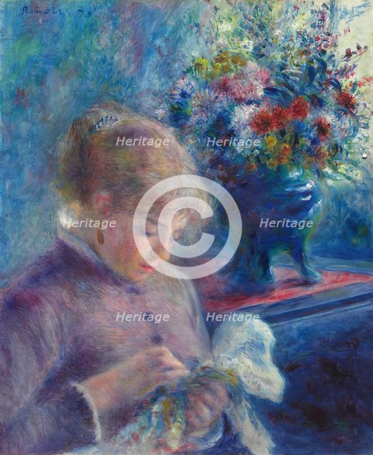 Young Woman Sewing, 1879. Creator: Pierre-Auguste Renoir.