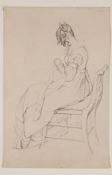 Young Woman Sewing, between 1800 and 1850. Creator: Unknown
