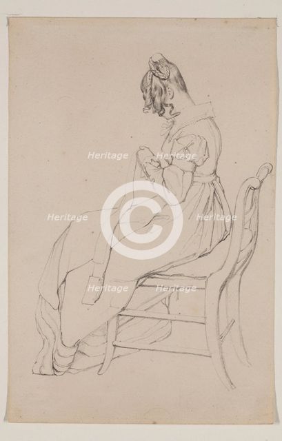 Young Woman Sewing, between 1800 and 1850. Creator: Unknown.