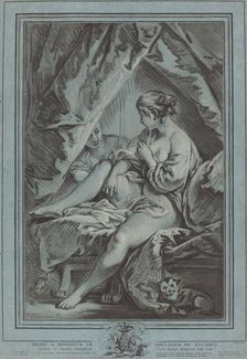 Young Woman Seated on a Bed, 1767. Creator: Louis Marin Bonnet