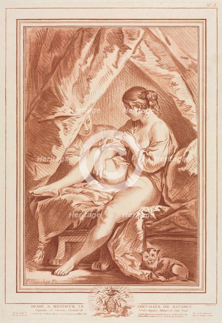 Young Woman Seated on a Bed, before 1764. Creator: Louis-Marin Bonnet (French, 1736-1793).