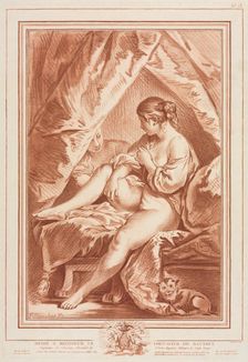 Young Woman Seated on a Bed, before 1764. Creator: Louis-Marin Bonnet (French, 1736-1793)