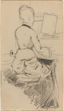 Young Woman Seated at a Piano [recto], c. 1890. Creator: Jean Louis Forain