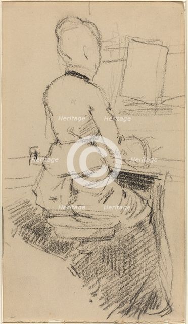 Young Woman Seated at a Piano [recto], c. 1890. Creator: Jean Louis Forain.