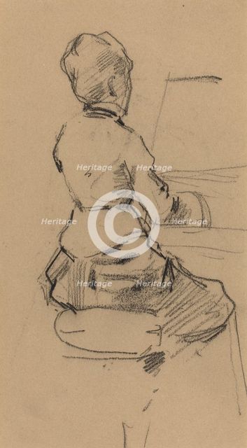 Young Woman Seated at a Piano [verso], c. 1890. Creator: Jean Louis Forain.