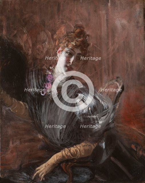 Young Woman, seated, wearing gloves, ca 1897.