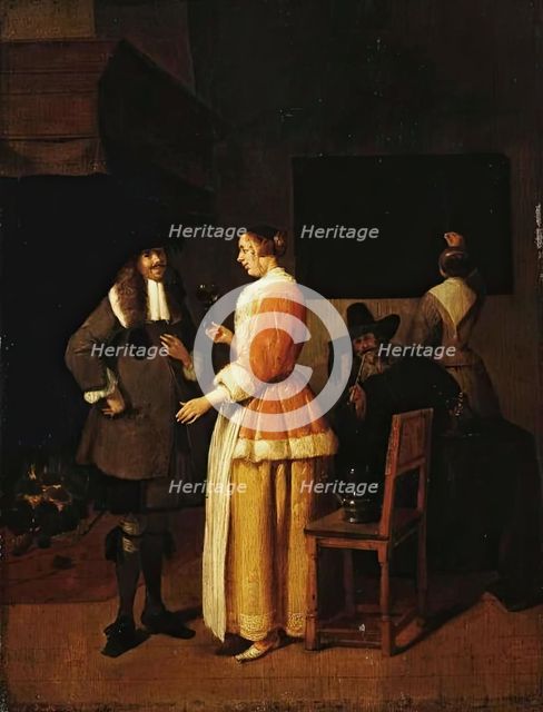 Young Woman Serving Wine to Cavalier, c1660. Creator: Gerritsz Quiringh van Brekelenkam.