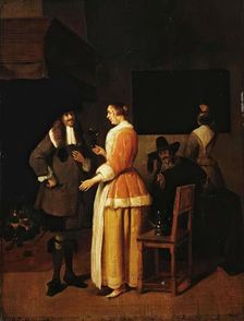 Young Woman Serving Wine to Cavalier, c1660. Creator: Gerritsz Quiringh van Brekelenkam