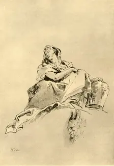 Young Woman sitting, holding a Jug by her side mid 18th century, (1928). Artist: Giovanni Battista Tiepolo