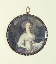 Young woman sitting on a bench, 1789. Creator: Jean-Alexandre Boquet