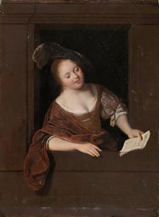 Young Woman Singing at a Window, 1668. Creator: Jacob Ochtervelt