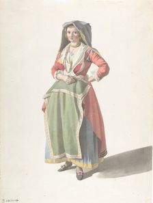 Young Woman Standing in Traditional Neapolitan Dress, ca. 1775-1821. Creator: Giovanni Battista Lusieri