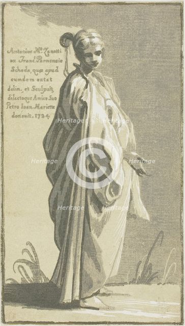 Young Woman Standing, Turned to the Right, 1724. Creator: Anton Maria Zanetti.