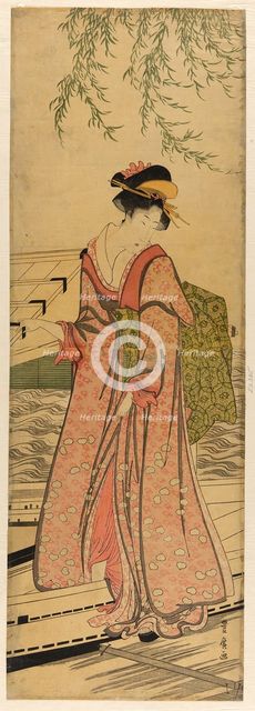Young woman stepping out of a boat, n.d. Creator: Utagawa Toyohiro.