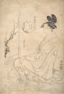 Young Woman Painting a Screen. Creator: Hosoda Eishi