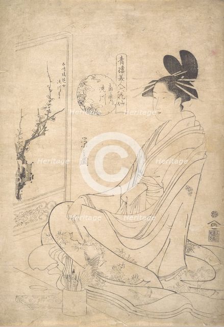 Young Woman Painting a Screen. Creator: Hosoda Eishi.