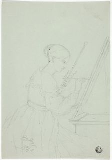 Young Woman Painting (possibly a Self Portrait), 1840. Creator: Elizabeth Murray