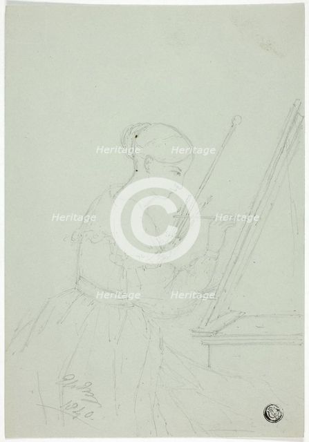 Young Woman Painting (possibly a Self Portrait), 1840. Creator: Elizabeth Murray.